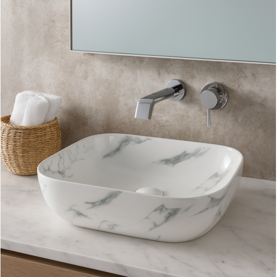 455*325*135mm Rectangle Carrara White Above Counter Ceramic Wash Basin 455*325*135mm Rectangle Carrara White Above Counter Ceramic Wash Basin